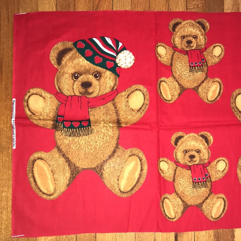 Vintage Hallmark Cards winter bears craft fabric panel